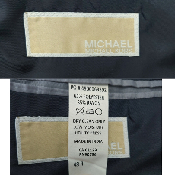 NWOT Michael Kors Navy Blue Windowpane Plaid Check Suit Blazer Jacket- Men's - Picture 7 of 7
